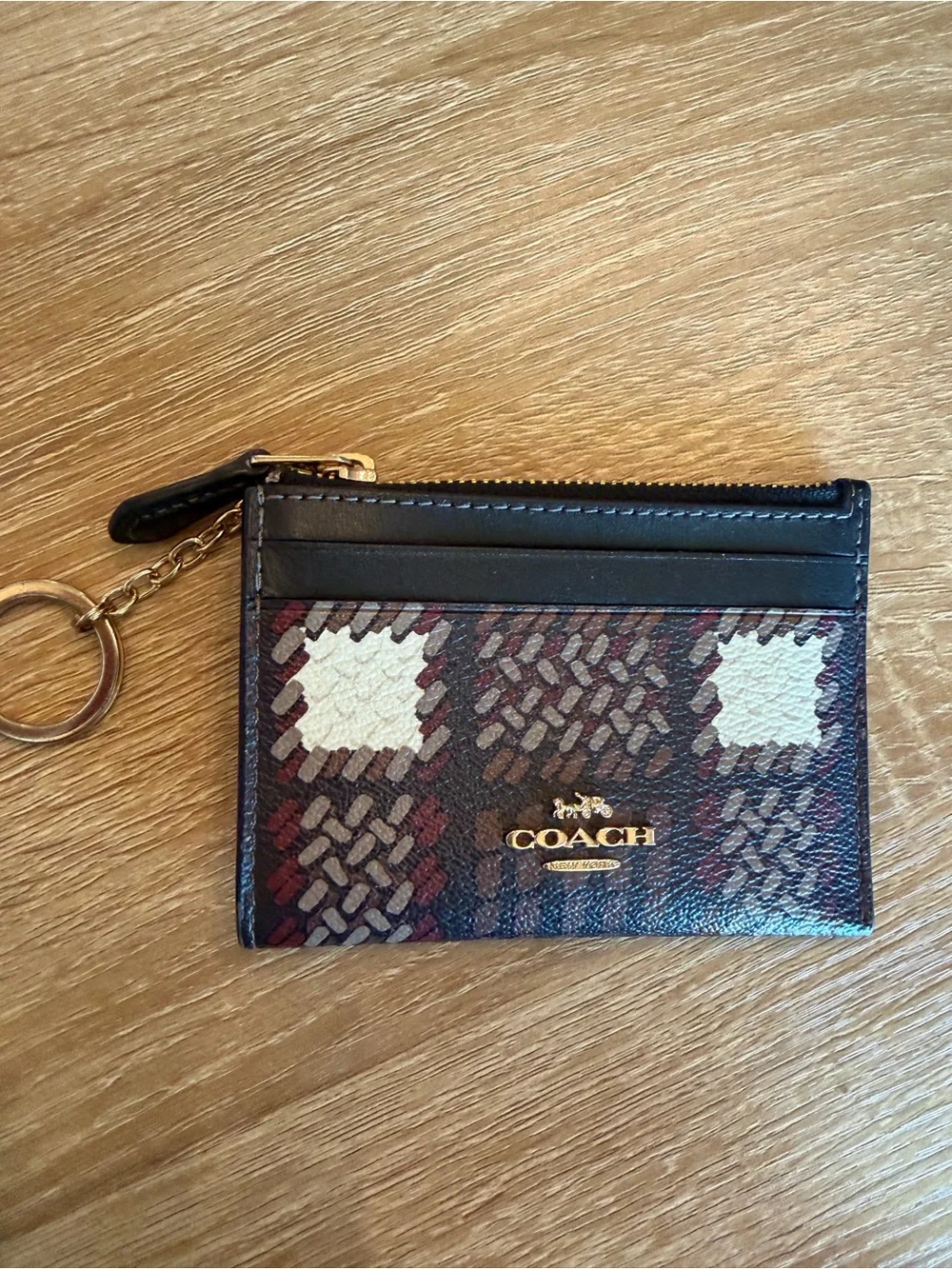 Coach Mini Skinny ID Case in Brushed Plaid Print